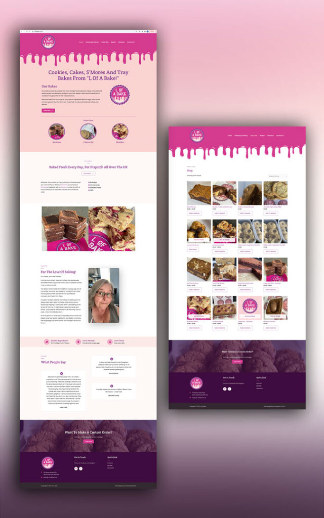 L of a bake website design for bakery