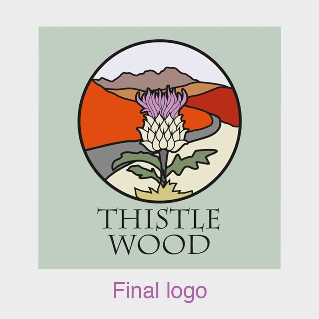 The final logo, using the thistle stained glass window